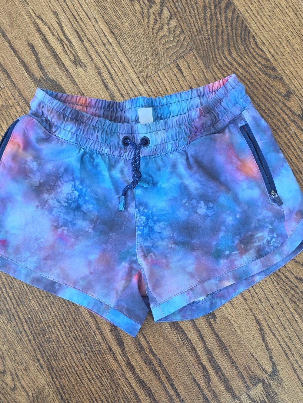 Athleta Girl Blue and Pink Tie-Dye Active Shorts